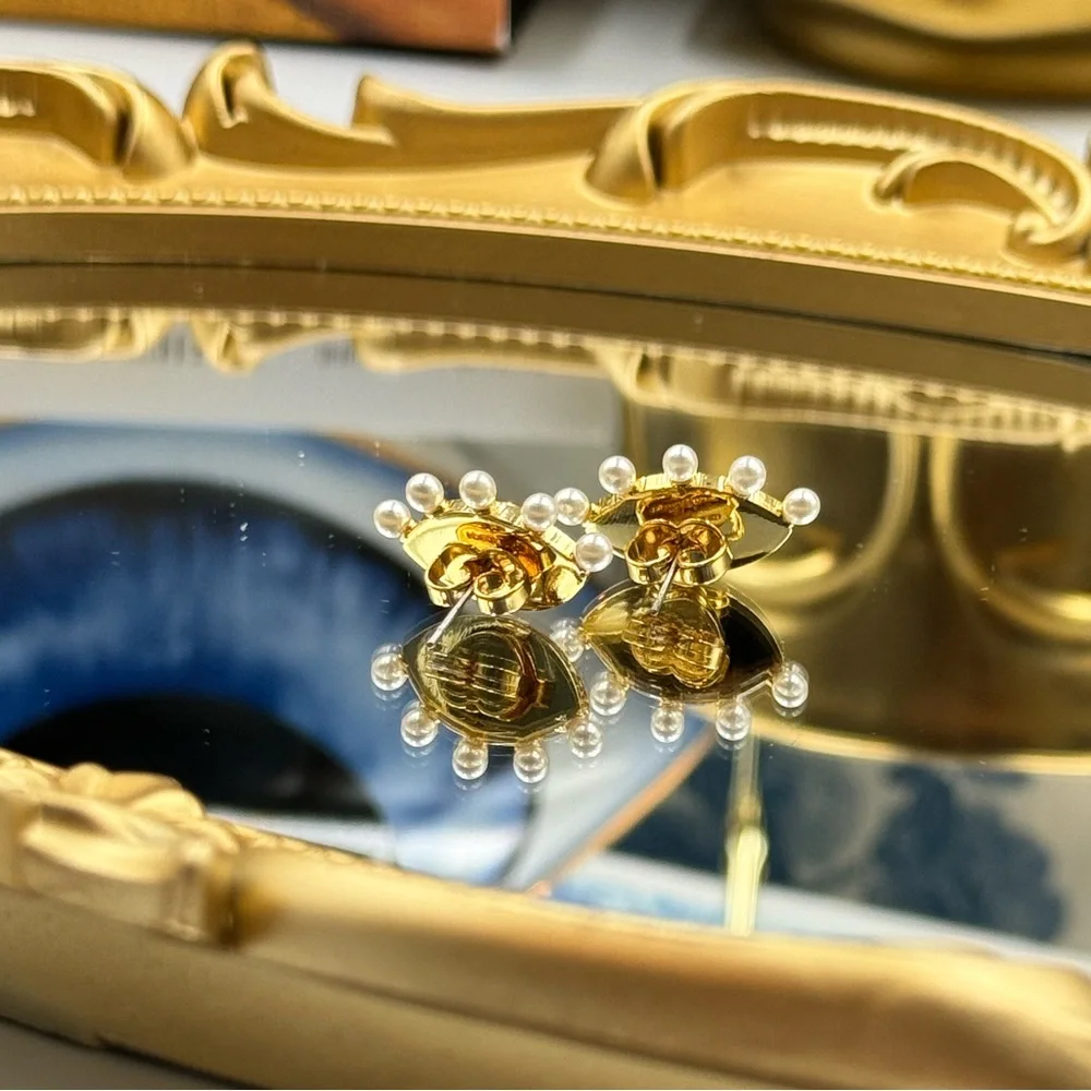 🆕 KATE SPADE 🧿 NWT Evil Eye Statement Studs - Crystal & Pearl - Picture 6 of 15